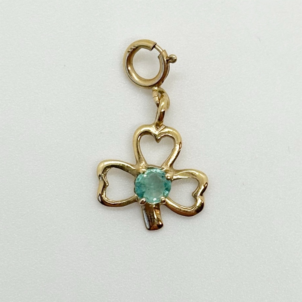 14k three leaf clover charm